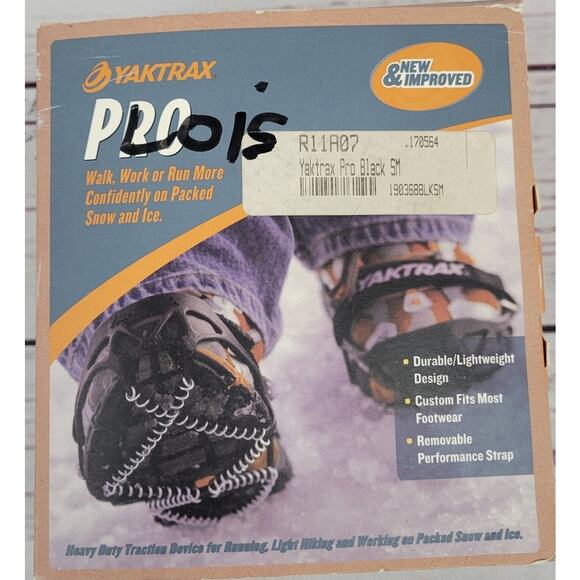 Yaktrax Winter Traction Hiking Walking Cleats for Snow Ice Rock Black Small - Picture 1 of 7
